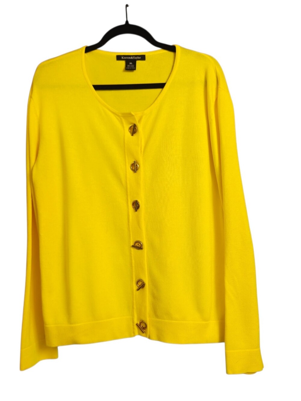 KARSON & TAYLOR BRIGHT YELLOW WOMEN'S CARDIGAN SWEATER SIZE XL